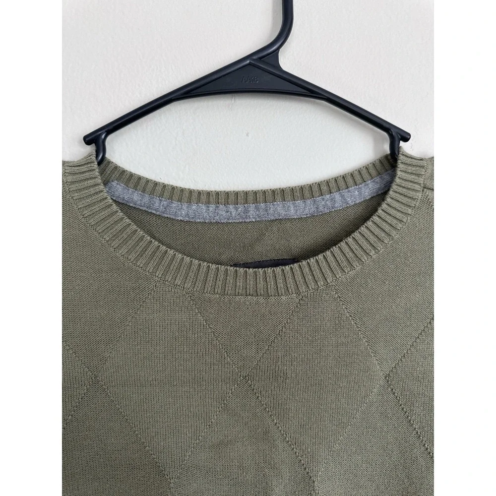 Vintage St. Johns Bay 90s Sweater Crew Neck 100% Cotton Olive Green Mens LARGE